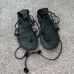 Black Lace up Sandals